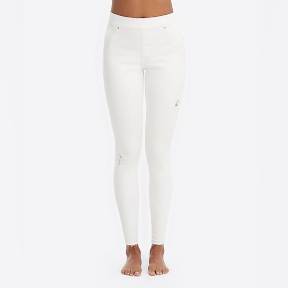 Spanx Distressed Skinny Jeans White
